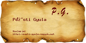 Pásti Gyula névjegykártya
